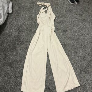 Cream halter neck jumpsuit